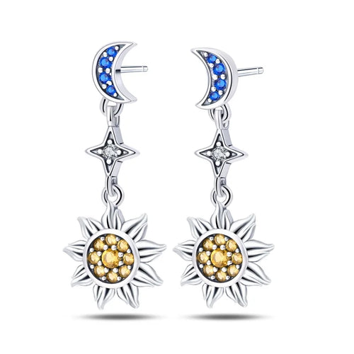 925 Sterling Silver Celestial Stud Earrings