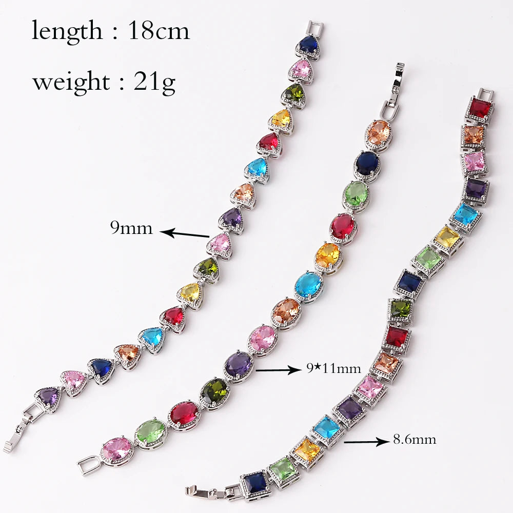 Luxurious Colorful Zirconia Bracelets Women  Charm Jewelry
