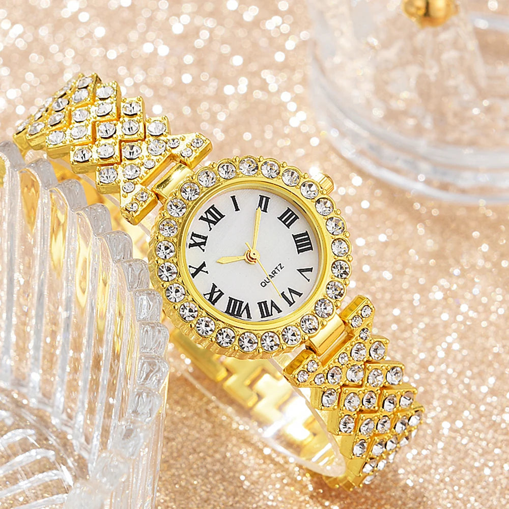 Luxury 6-Piece Gold Jewelry Gifts Set — Gold-Plated Watch, Bracelets，Necklace& Earrings|Gemspire