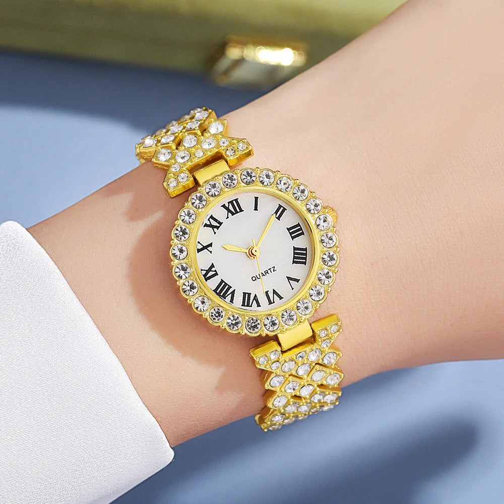 Luxury 6-Piece Gold Jewelry Gifts Set — Gold-Plated Watch, Bracelets，Necklace& Earrings|Gemspire