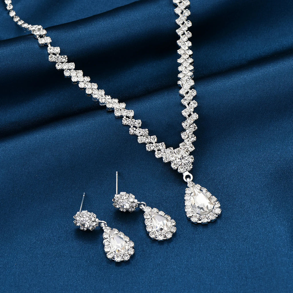 Water Drop Color Stone Necklaces Set
