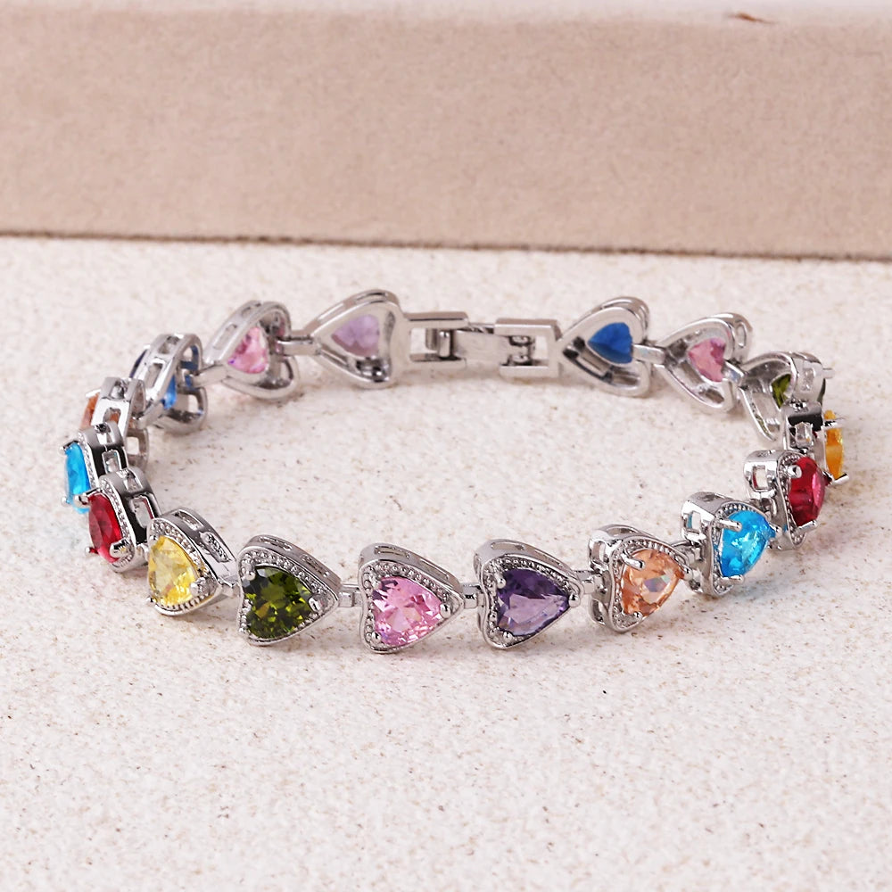 Luxurious Colorful Zirconia Bracelets Women  Charm Jewelry