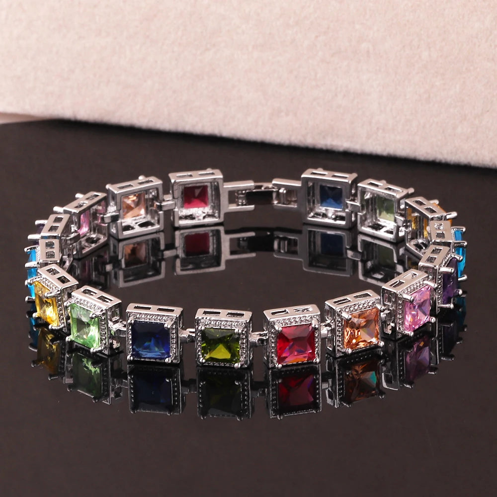Luxurious Colorful Zirconia Bracelets Women  Charm Jewelry