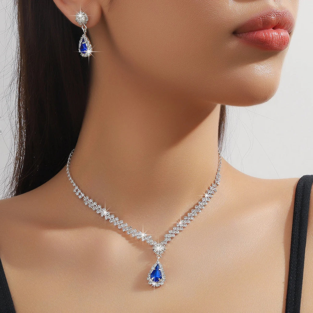 Water Drop Color Stone Necklaces Set