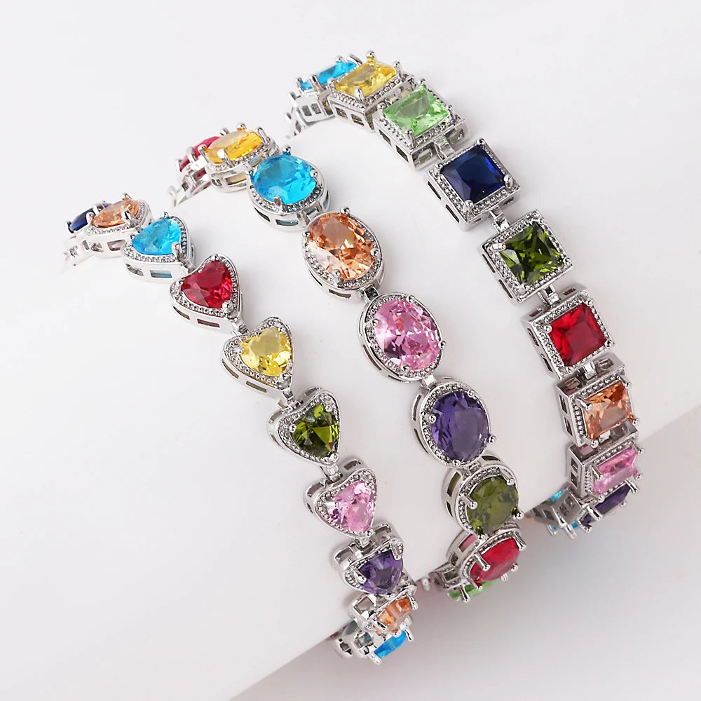 Luxurious Colorful Zirconia Bracelets Women  Charm Jewelry
