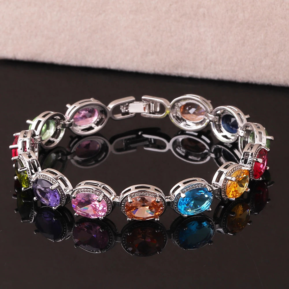 Luxurious Colorful Zirconia Bracelets Women  Charm Jewelry