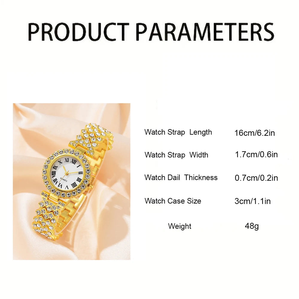 Luxury 6-Piece Gold Jewelry Gifts Set — Gold-Plated Watch, Bracelets，Necklace& Earrings|Gemspire