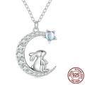925 Sterling Silver Cute Rabbit Star Moon Pendant Necklace – Perfect Gift for Women